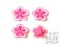 White Edge Pink Polymer Clay Flower - 4 pack
